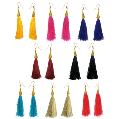 Multicolour Metal Tassel Earrings for Women