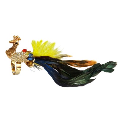 Menjewell Brass Peacock Feather Design Ring for Women