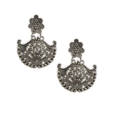 Oxidised Earring Half Moon Shape Design By Menjewell 