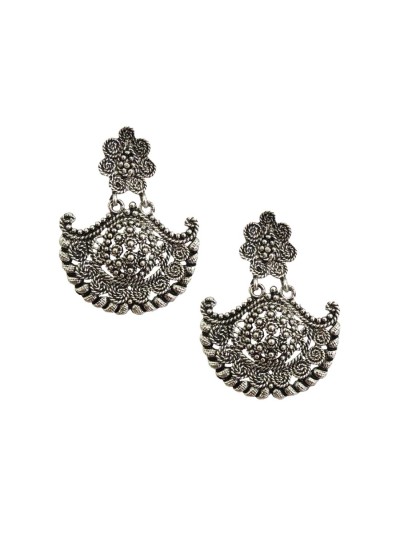 Oxidised Earring Half Moon Shape Design By Menjewell 