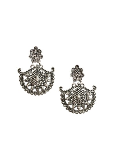 Oxidised Earring Half Moon Shape Design By Menjewell