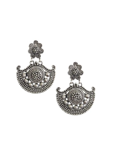 Oxidised Earring Half Moon Shape Design By Menjewell