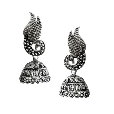 Oxidised Earring Peacock Design By Menjewell