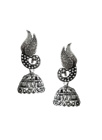 Oxidised Earring Peacock Design By Menjewell