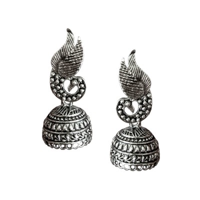 Oxidised Earring Peacock Design By Menjewell