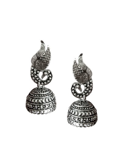 Oxidised Earring Peacock Design By Menjewell
