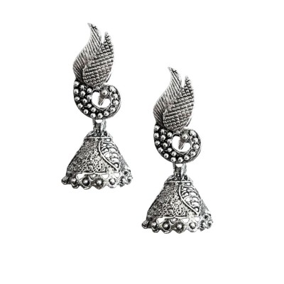 Oxidised Earring Peacock Design By Menjewell