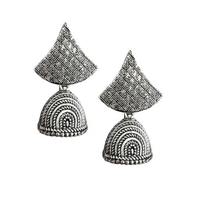 Oxidised Earring Triangle Shape Design  By Menjewell