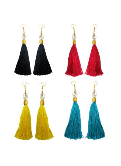 Kundan Tassel Earring Combo for Women