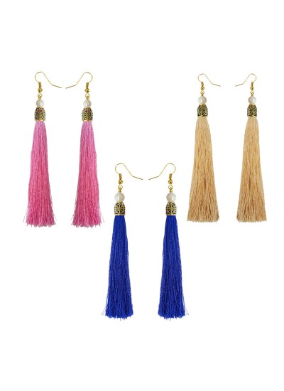 Stylish Long Tassel Earring Combo For Women