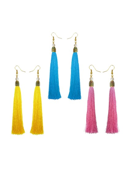 Stylish Long Tassel Earring Combo For Women