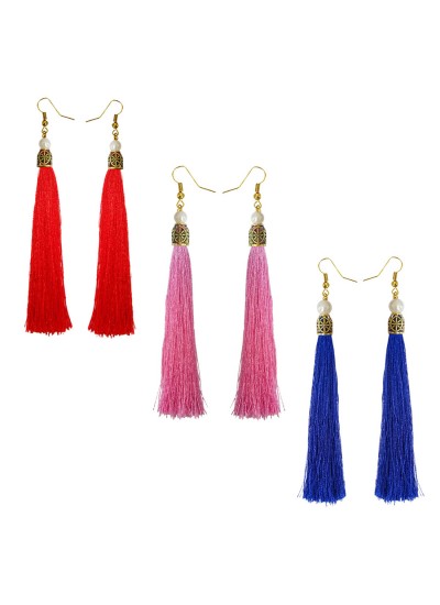 Stylish Long Tassel Earring Combo For Women