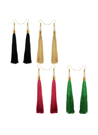 Stylish Long Tassel Earring Combo For Women