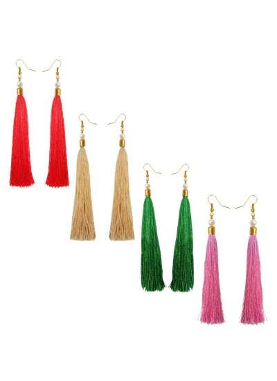 Stylish Long Tassel Earring Combo For Women