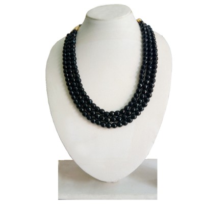 Three Layer Black Agate Quartz Necklace For Women & Girls 