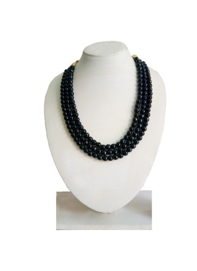 Three Layer Black Agate Quartz Necklace For Women & Girls 