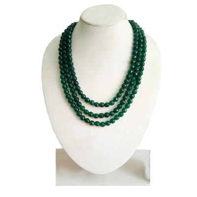 Three Layer Green Agate Quartz Necklace For Women & Girls 