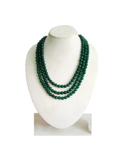 Three Layer Green Agate Quartz Necklace For Women & Girls 